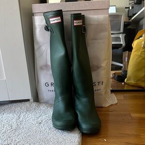Hunter Dark Green Knee-High Boots